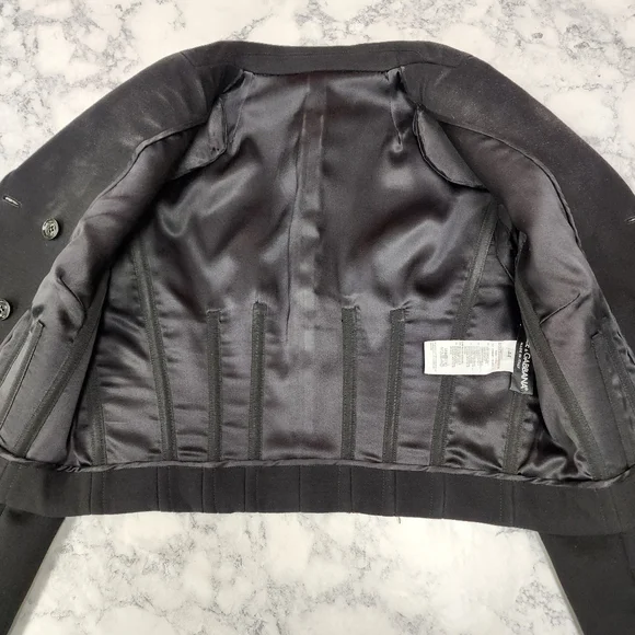 Dolce & Gabbana Double Breasted Cropped Blazer with Boning